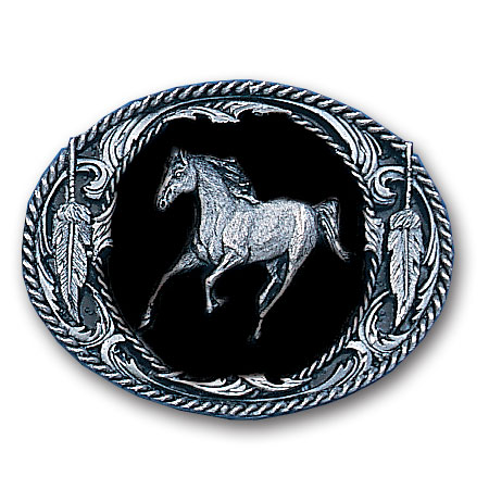 Belt Buckle - Running Horse (Diamond Cut)